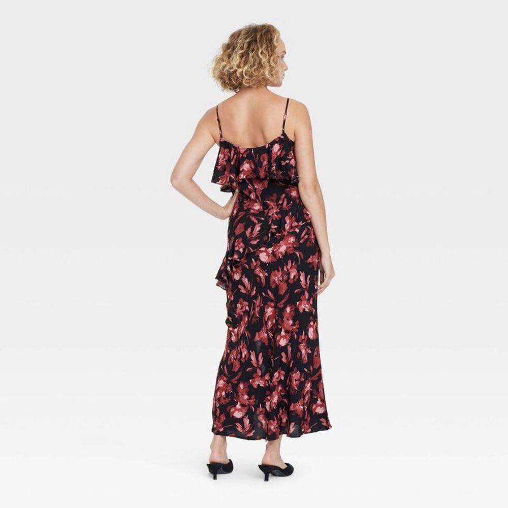 A New Day - Women's Cold Shoulder Midi Dress - A New Day Black Black/Red - Picture 2 of 3